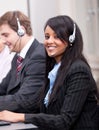 African business woman with headset callcenter Royalty Free Stock Photo