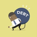 African businessman carry debt. Financial concept.