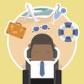 African businessman dreaming about his vacation. Royalty Free Stock Photo