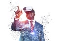 African businessman exploring virtual world