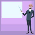 African businessman holding presentation screen