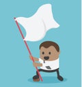 African businessman holding success flag standing