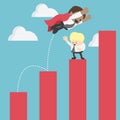 African Businessman jump over graphs soaring ahead for success Royalty Free Stock Photo