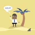 African businessman need help on the small island. Royalty Free Stock Photo