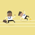 African businessman running with his competitor. Business competition concept. Royalty Free Stock Photo