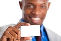 African businessman showing a blank card Royalty Free Stock Photo