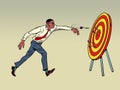 African businessman target dart target accuracy competition, sports fun and recreation Royalty Free Stock Photo