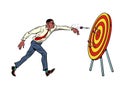 African businessman target dart target accuracy competition, sports fun and recreation Royalty Free Stock Photo