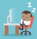 African Businessman tired sleeping at desk. at the working place Royalty Free Stock Photo