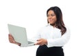 African businesswoman looking at laptop screen Royalty Free Stock Photo