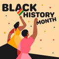 African cartoon girls raising their fists, Black History Month, a symbol of their strength Royalty Free Stock Photo