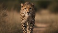 African cheetah, majestic and endangered, walking through wilderness area generated by AI