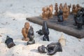 African chess, hand made from baobab wood. African style wooden figurine, local art