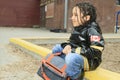 African child in the playground of a shool Royalty Free Stock Photo