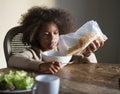 African child ready to eat breakfast Royalty Free Stock Photo