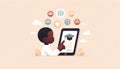 African Child Using Tablet for E-Learning AI Generated Royalty Free Stock Photo