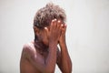 African child wiping his face out of the pool Royalty Free Stock Photo