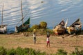 African children bring water from the lake Victoria