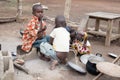 African children eat in groups.