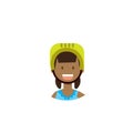 African children face happy girl helmet portrait on white background, female avatar flat Royalty Free Stock Photo