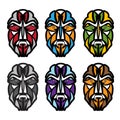 African colorful masks set vector design