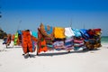 African colors fabric on beach