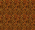 African colors - seamless pattern of abstract shapes of orange and yellow on black - hand drawn texture - pebbles, circles