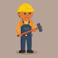 African construction worker with sladge hammer