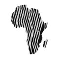 African continent map made of realistic zebra fur