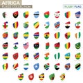 African countries flags collection. Rugby flag set Royalty Free Stock Photo