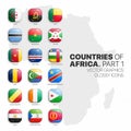 African Countries Flags Vector 3D Glossy Icons Set Isolated On White Background Part 1 Royalty Free Stock Photo