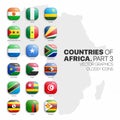 African Countries Flags Vector 3D Glossy Icons Set Isolated On White Background Part 3 Royalty Free Stock Photo