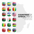 African Countries Flags Vector 3D Glossy Icons Set Isolated On White Background Part 2 Royalty Free Stock Photo