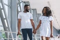 African couple in love enjoying first trip together