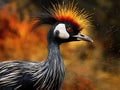 African crown crane side profile Made With Generative AI illustration