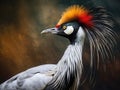 African crown crane side profile Made With Generative AI illustration