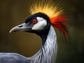 African crown crane side profile Made With Generative AI illustration