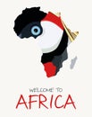 African crowned crane map illustration Royalty Free Stock Photo