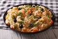 African cuisine: couscous with chicken and vegetables. horizontal