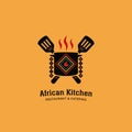 African cultural kitchen restaurant logo icon template with ethnic pattern decoration