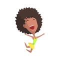 African Curly Female Character Rejoicing Royalty Free Stock Photo