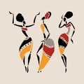 African dancers silhouette set