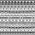 African decorative pattern. Tribal ornament, tiki ethnic design. Native mexican black background. Maya print, geometric