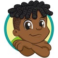 African descendant boy, hunched over smiling Royalty Free Stock Photo