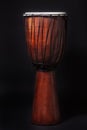 African Djembe drums on a black background.