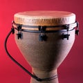 African Djembe Isolated on Red Royalty Free Stock Photo