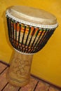 African djembe with Kente cloth Royalty Free Stock Photo