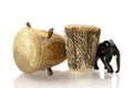 African drum and carved elephant Royalty Free Stock Photo