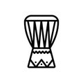 Black line icon for African Drum, instrument and equipment Royalty Free Stock Photo