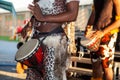 An African drummer plays the djembe.